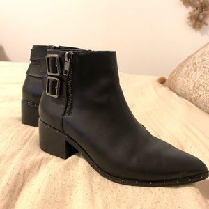Bleecker & Bond Black Leather Pointed Toe Bootie